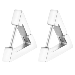 Boucles d'oreilles triangulaires en acier titane, géométriques, noir, or, argent, bijoux de mode unisexes, pour hommes et femmes - Product Image 5