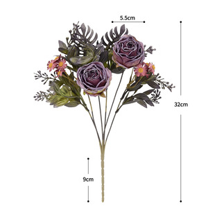 Bouquet de roses artificielles Dongchen Crafts 30cm-100cm, fleurs en soie, arrangement décoratif pour salon et salle à manger - Product Image 5