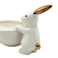 Plat à bonbons lapin de Pâques, lapin blanc en céramique décor de Pâques bol de service à collation bol décoratif pour cadeaux de Pâques