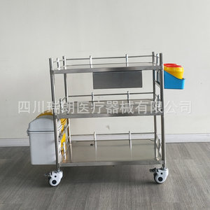 Chariot de rangement mobile en acier inoxydable Sichuan Ruilang 600x450x850mm à deux ou trois niveaux, chariot d'hôpital - Product Image 3