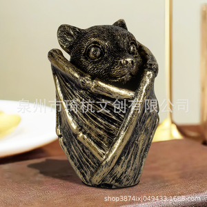 Qi Hang Bat Storage Box Resin Gothic Home Decor Halloween Decoration Standing Type 1-3L <b>Rectangle</b> Shape - Product Image 2