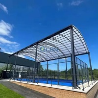 Structure de toit pour système de terrain de padel commercial personnalisé QJIN, installation de loisirs extérieure avec enceinte en verre