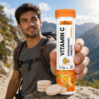 Comprimés effervescents de vitamine C OEM 1000 mg, sans gluten, végétaliens, saveur orange, complément alimentaire