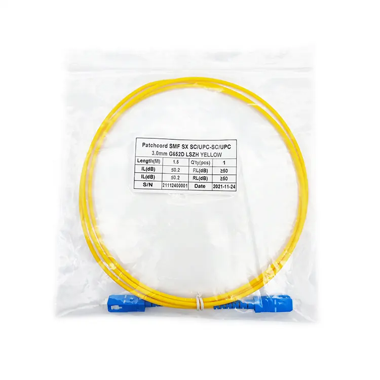 Fabrika doğrudan satış telekomünikasyon Fiber optik 3.0mm SC/UPC-SC/UPC G652D Simplex optik Fiber yama kablosu