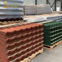 Sangobuild Steinbeschichtete Metalldachziegel Flache Wellblechdachplatten in Waldgrün und Schwarz für Villa- und Hotelprojekte