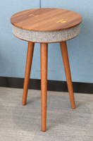 Table basse intelligente avec haut-parleur intégré, style moderne, ronde, en bois, avec chargeur sans fil, lampe à induction humaine, pour l'extérieur et l'intérieur