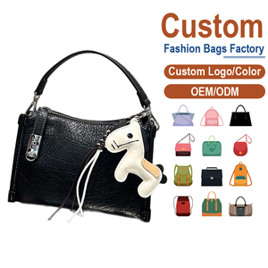 New Arrival Black Leather Mini Square Bag for Women Textured Shoulder Bag with Silver <b>Lock</b> & Horse Charm - Product Image 1