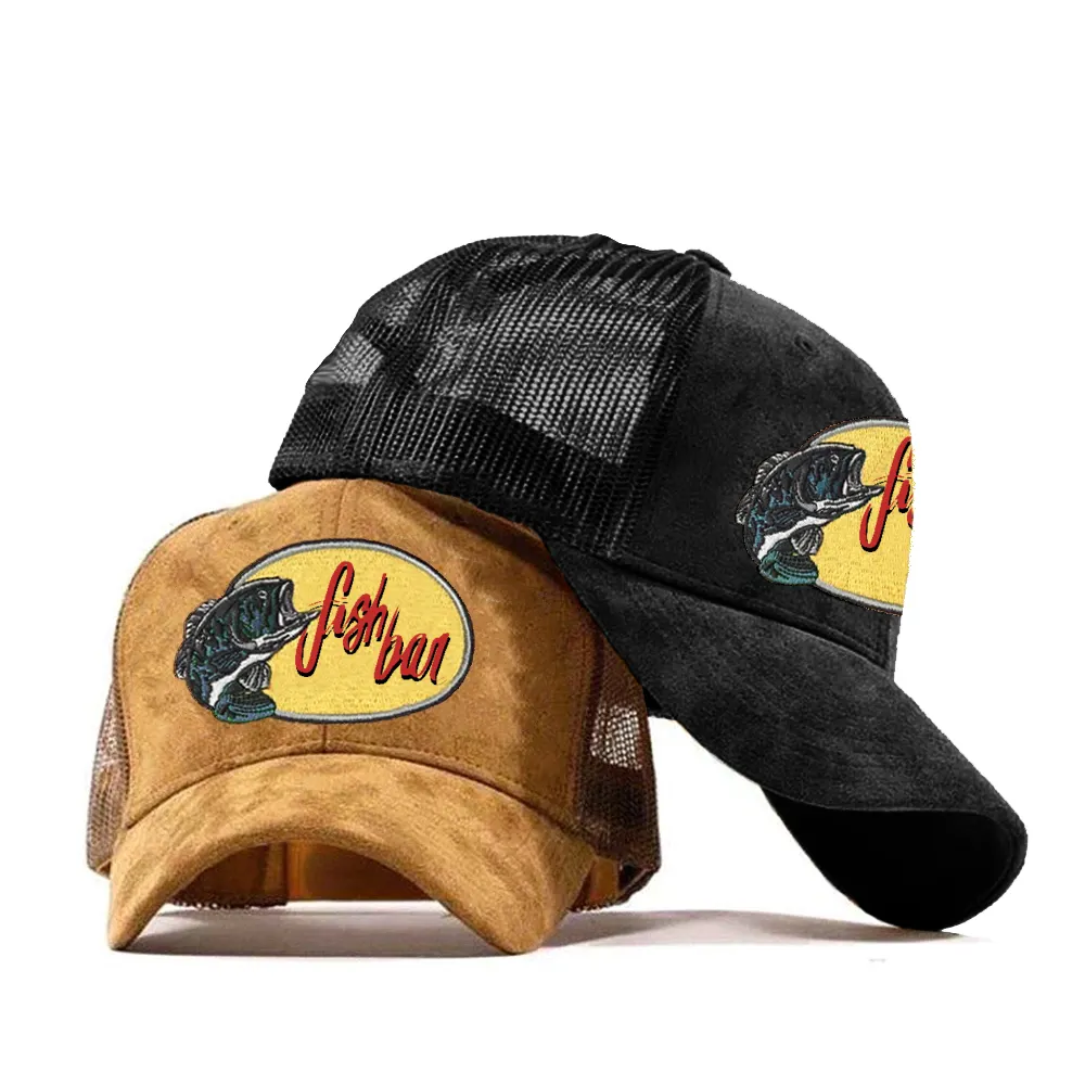 Özel 6 Panel Anime Mens Mesh şoför şapkası süet Gorras nakış yama Logo hayvan beyzbol kamyon şoförü kapaklar