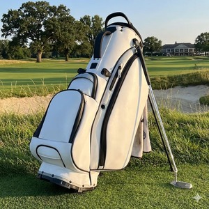 Sac de golf de luxe en cuir PU blanc <span class=keywords><strong>avec</strong></span> design é<span class=keywords><strong>l</strong></span>égant en argent pour golfeur exécutif et cadeau d'affaires - Product Image 1