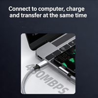 Cable de Carga Rápida USB-C a USB-C de 0.5m-6m, 60W PD, con Conductor de Cobre Puro y Revestimiento de Nailon para Android y Computadora