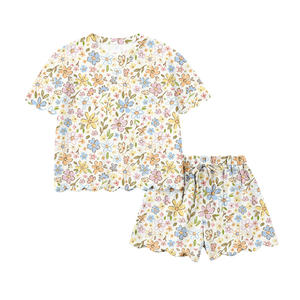 GSSO3269 CUSTOM Ensemble de vêtements pour petite fille active avec imprimé de fleurs colorées, vente en gros, ensemble à manches courtes pour enfant - Product Image 4
