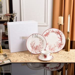 Service de table en céramique de luxe rustique motif fleur de Suzuran, comprenant tasse à café, soucoupe et pot à bougie pour le dîner - Product Image 3