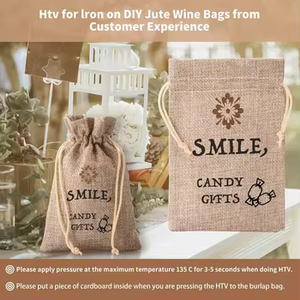 Sac en toile de jute naturelle réutilisable avec cordon de serrage, imprimé avec un logo personnalisé, coloré, pour bijoux, bonbons, cadeaux - Product Image 5