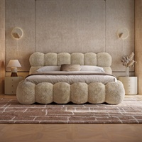 Lit rembourré minimaliste italien pour chambre principale, lit double en laine Yutao, lit à bulles moderne et simple.
