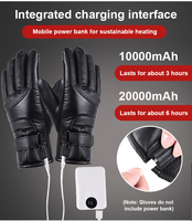 Gants chauffants électriques à batterie pour hommes et femmes, en cuir, pour l'hiver, à doigts entiers, thermiques, compatibles avec les écrans tactiles, antidérapants, pour le ski, le travail, la moto, la sécurité