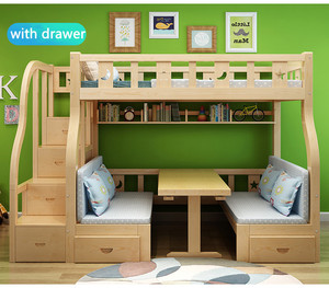 High Quality Indoor Bedroom Furniture Set Kids Wooden Double Bunk <strong>Bed</strong> for Children with Desk Drawer and <strong>Slide</strong> <strong>Bed</strong> Preschool - Product Image 5