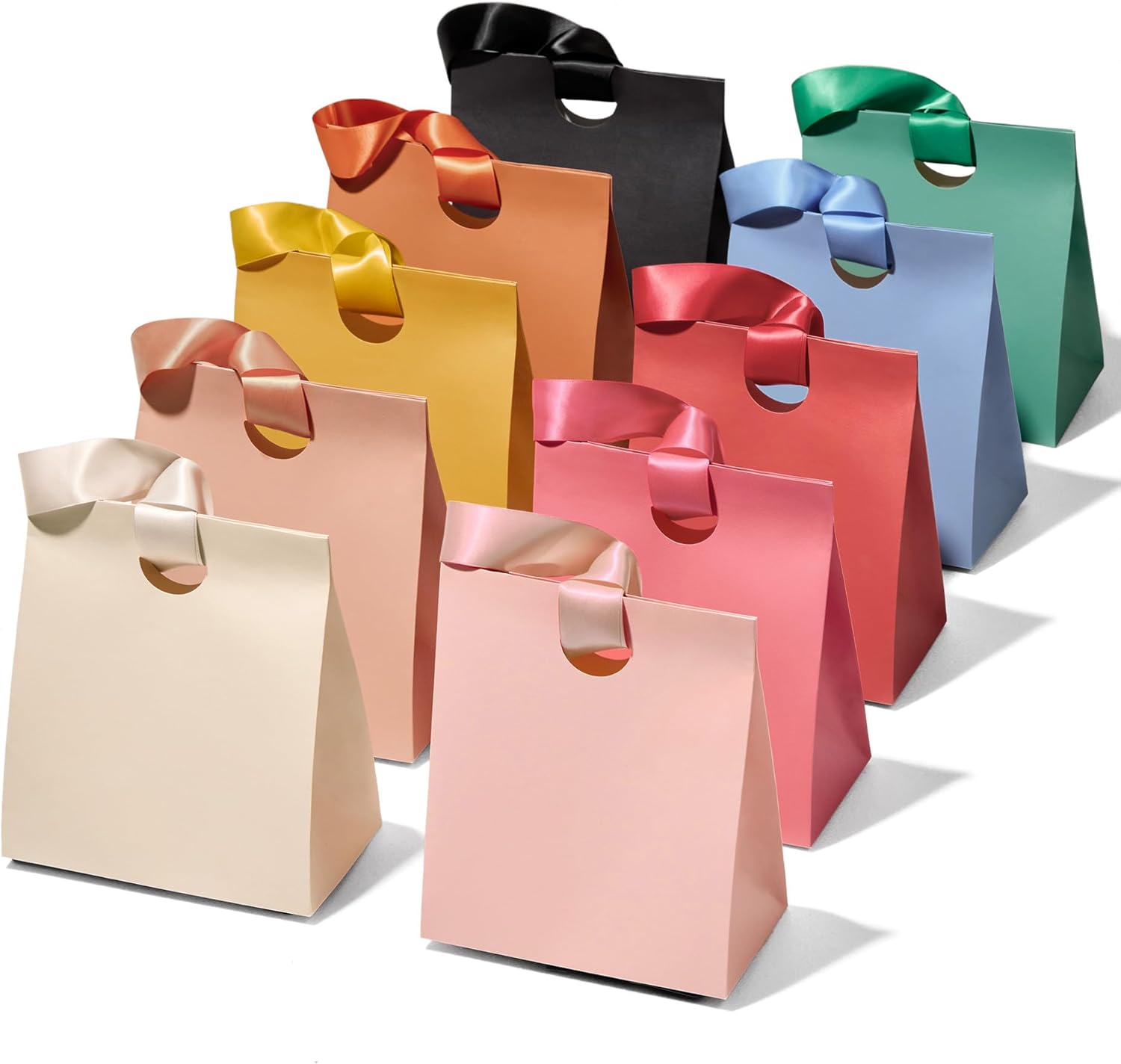Macaron Color Ribbon Gift Paper Bag Party Favor Packaging Multi Color Mini Hand Bag