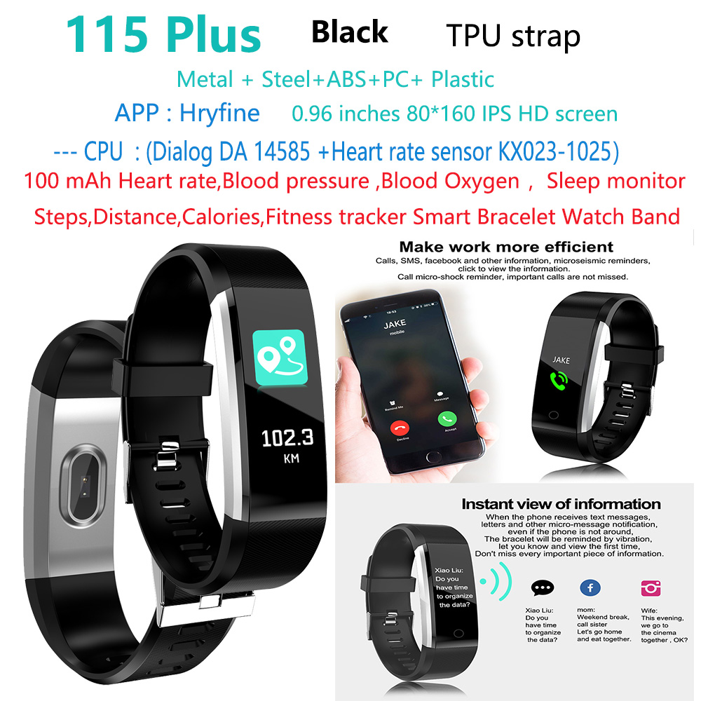 Negro 115-Plus-Sport-Fitness-Smart-Watch-bracelet-Band