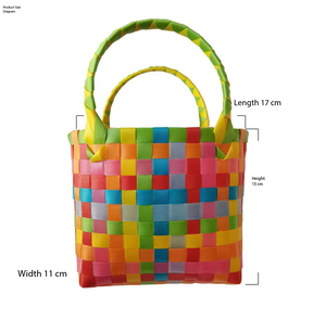 Bolso Tejido a Mano, Colorido, a Cuadros, Bonito y Cuadrado, Bolso de Mano para Mujer, Versátil y Portátil - Product Image 2