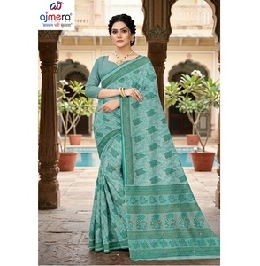 Sari en coton de luxe pour femmes, élégant pour les mariages et les fêtes, avec des caractéristiques de protection solaire et de séchage rapide - Product Image 1