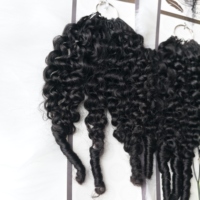 Extensions de cheveux humains bouclés birmanes au crochet, mèches de cheveux humains au crochet effet plume, nœuds invisibles miracle réutilisables, extensions de cheveux noirs naturels