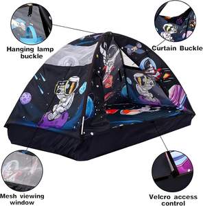 Tente de jeu pour enfants, maisonnette intérieure, tente de lit pour garçons et tout-petits, thème vaisseau spatial, fusée spatiale, bleue - Product Image 3