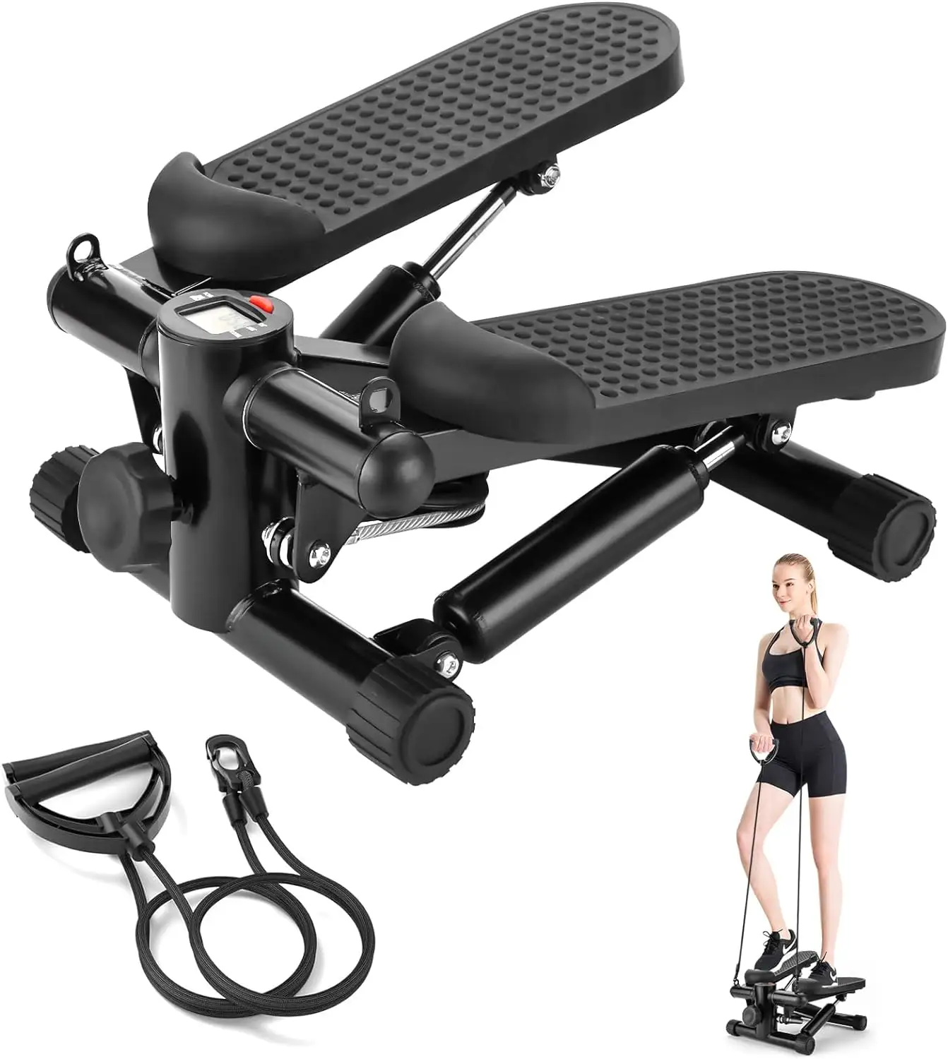 Stepper tangga untuk latihan, peralatan olahraga rumah tangga dengan tali resistensi hidrolik kebugaran