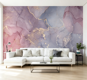 2023 New Mural Custom Size <strong>Marble</strong> Texture <strong>Wallpaper</strong> pink <strong>Purple</strong> Yellow - Product Image 3