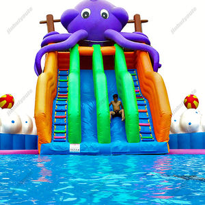 สไลเดอร์น้ำเป่าลมรูปหมีขั้วโลก/เพนกวินธีมหิมะ ขนาดเล็ก สำหรับใช้ในร่ม/กลางแจ้ง วัสดุ PVC คุณภาพสูง ประกอบง่าย - Product Image 2