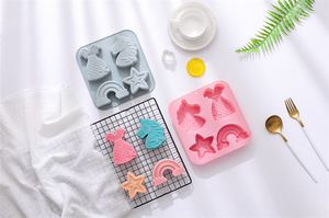 4-Cavity Star Rainbow Nonstick Silicone <b>Cake</b> <b>Molds</b> Food-Grade Reusable Cute Silicone Magnetic Chocolate, Candy & Ice DIY <b>Mold</b> - Product Image 5