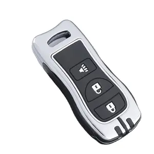 Upgraded Car Accessories Zinc Alloy+Silicone Key Fob Remote Cover Car Key Bag Fit for Nissan Tiida Qashqai NV200 Paladin