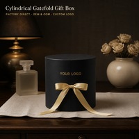Boîte cadeau cylindrique personnalisée en gros avec double porte et ruban, plateforme intérieure pour emballage de fleurs de luxe