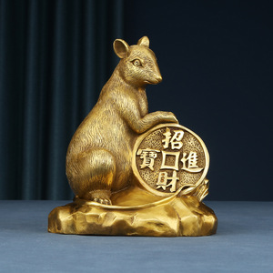 Figura de rata de bronce de Copper World, adorno del zodiaco hecho a mano para decoración del hogar, oficina, sala de estar, regalo de Año Nuevo Chino - Product Image 3