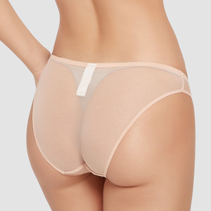 Braguitas de encaje ultrafinas y sexys con bordado hueco, lazos y cintura media, ropa interior transparente para mujer - Product Image 2