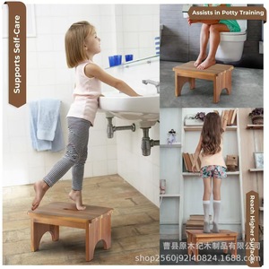 Wooden Footstool Solid Wood Portable Kitchen <b>Bathroom</b> <b>Stool</b> For Kids Potty Training And Self Care - Product Image 1