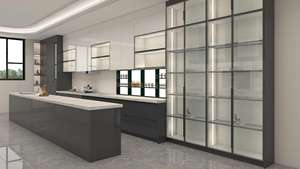 Ensemble de cuisine moderne avec comptoirs en granit artificiel LED, glissières de tiroirs, charnières, construction en aggloméré - Product Image 4