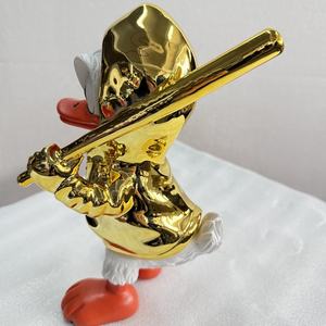 Statue Moderne de Canard Plaqué Or en Résine, Sculpture Animale <span class=keywords><strong>Pop</strong></span> Art avec Capuche, <span class=keywords><strong>Figurine</strong></span> pour Décoration de Bureau et Maison de Luxe - Product Image 4