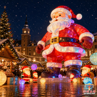 Handgefertigte Seiden-Weihnachtsmann-Laterne für Außendekoration, Riesige LED-Beleuchtete Festliche Szenen-Dekoration für Veranstaltungen