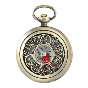 Vintage pocket <b>watch</b> <b>with</b> openwork flip cover, outdoor off-road gift <b>compass</b>, bronze metal case, <b>compass</b>. - Product Image 3