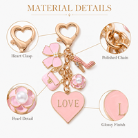 Breloque de sac rose mignonne en forme de cœur émaillé, mini pendentif de sac à main Kawaii, porte-clés, accessoires de décoration pour sacs à main pour femmes et filles