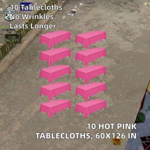 10 Packs Hot Pink Polyester Modern Wrinkle Resistant Washable Tablecloth 60x126 Inch for Banquet Wedding Party - Product Image 2