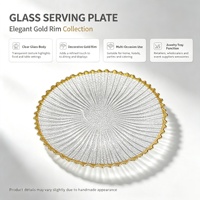 LiKang Glazen Gouden Geplooide Rand Onderborden Radiale Craquelé Glazuur Modern Design Ecologisch Bruiloft Feest Huisdecoratie