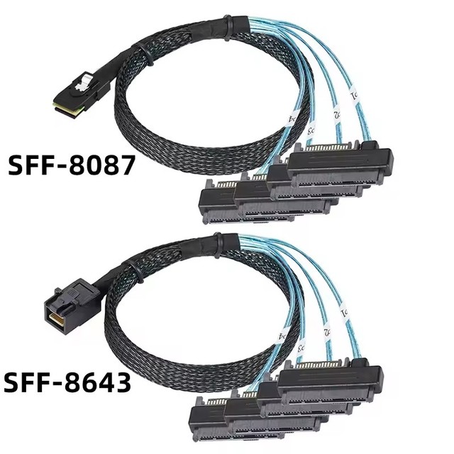 Mini SAS 36Pin SFF-8643 SFF-8087 To 4 SFF-8482 29Pin With 15Pin SATA Power Connector Raid Controller Hard Disk Server Cable
