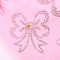 Mignonnes filles enfants hiver tricoté bonnet chapeaux avec fourrure naturelle pompon nœud papillon strass Bobble oreille rabat chapeau pour enfant en gros
