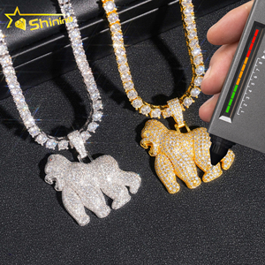 Iced Out Little Chimp Colgante 925 Plata Vvs Moissanite Gorilla Colgantes Hip Hop Moda King Kong 18K Chapado en oro 925 Plata - Product Image 2