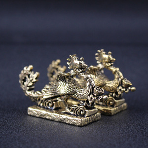 Ornement Phénix en laiton pur, sculpture Dragon et Phénix, figurine décorative de table pour la maison, le salon, ou comme figurine de thé. - Product Image 2