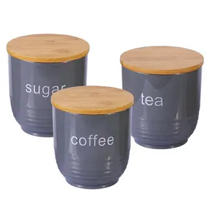 Unique plastic kitchen canisters set with bamboo lid