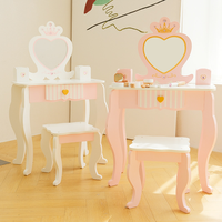 Ensemble de coiffeuse en bois pour enfants avec miroir, mobilier de dressing moderne assemblé pour filles