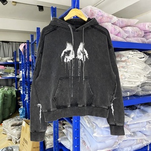 Wholesale Oversize Acid Wash Vintage Dtg Printing Loose Pocket Customized Blank Plain Hoodies Drawstring Men Hoodie
