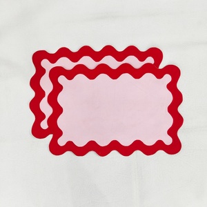 Color Block Embroidered Logo Handmade <b>Cloth</b> Napkins Wedding 100% <b>Linen</b> Embroidery Placemat Scallop Edge Customizable Colors - Product Image 1